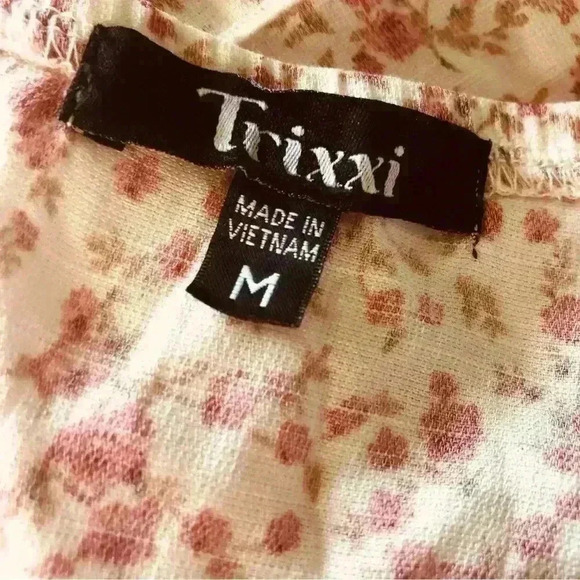 TRIXXI Women’s Size Medium Ruffle Trim Pink Mini Floral Summer Halter Dress NWT - Picture 8 of 15
